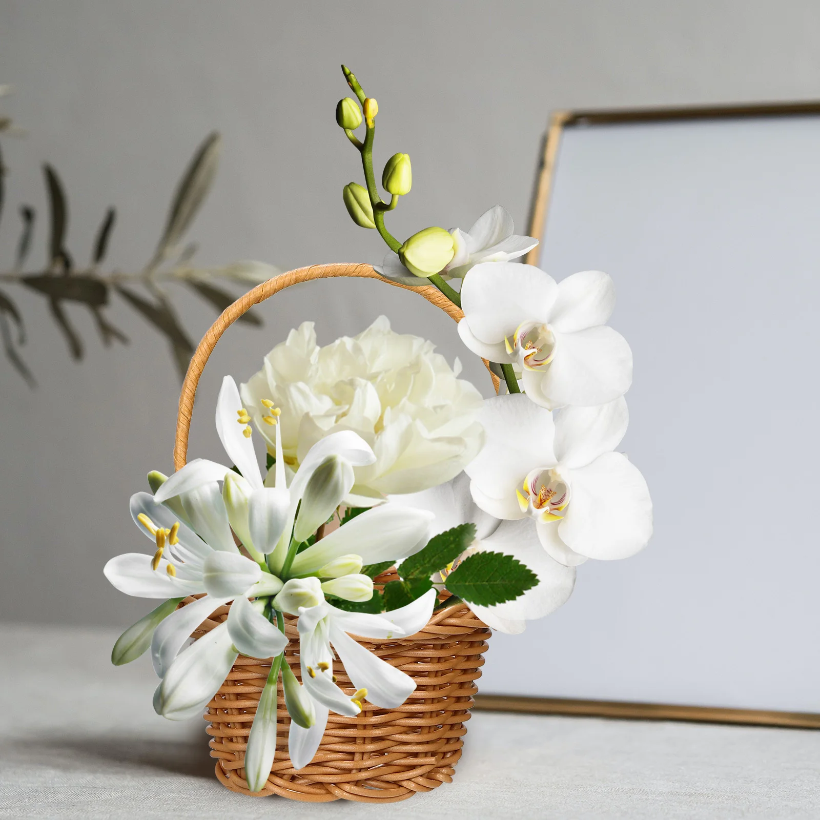 

2 pcs Handheld Mini Baskets Imitation Rattan Woven Storage For Home Kitchen Decor Crafts Portable Tiny Party Picking