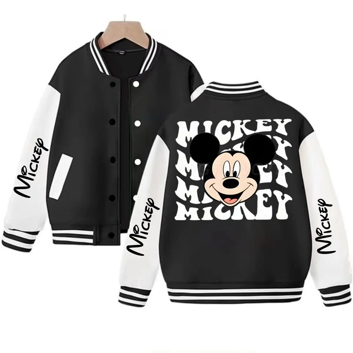 

harajuku Mickey Mouse Print men women Pocket Baseball uniform vintage Classic Mickey kids Casual Coats family matching Jackets