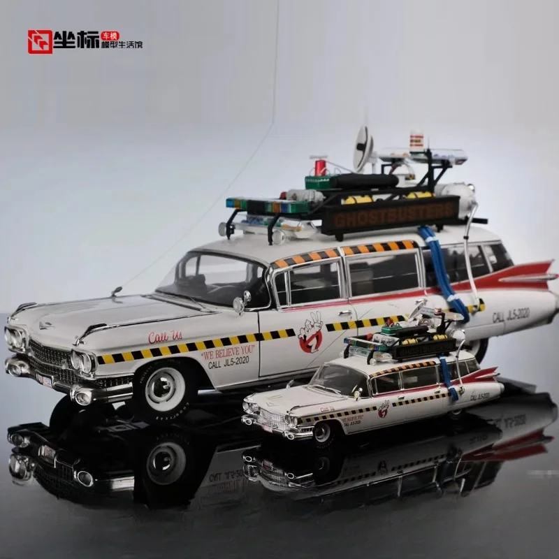 YS Cadillac Ecto-1 Kamikaze alloy simulation car model, children's collection of decorative toys, Christmas gifts for children.