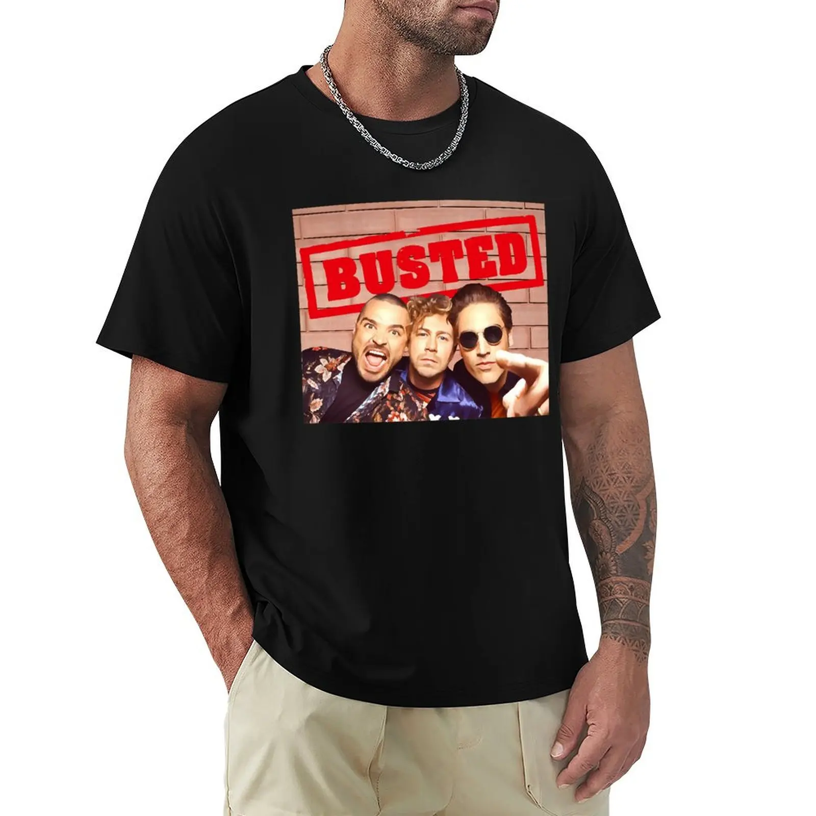 Busted band design T-Shirt Basic Crew Neck Short Sleeve Top