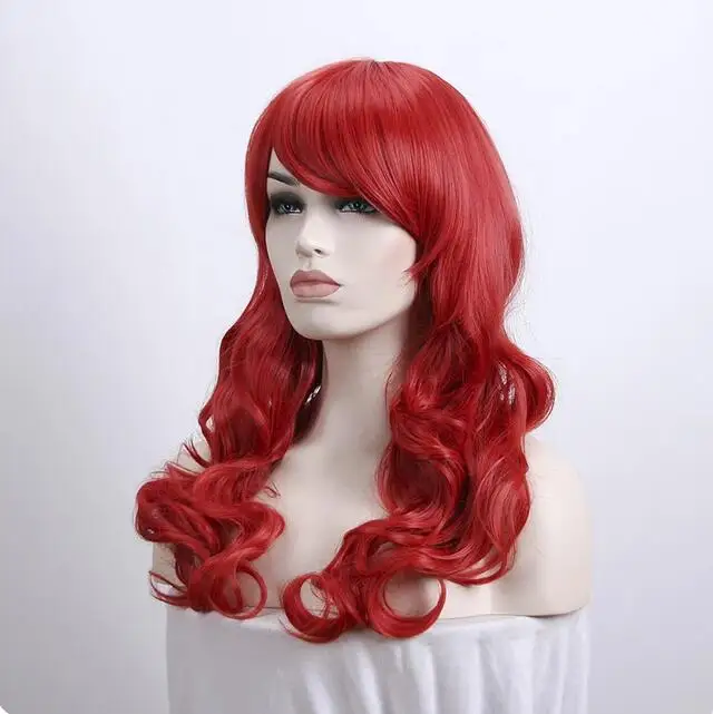 60CM Red Long Curly Wig Synthetic Heat Resistant Fiber Cosplay Wig Hair Women Party Wig Die Vernixte Erste Liebe