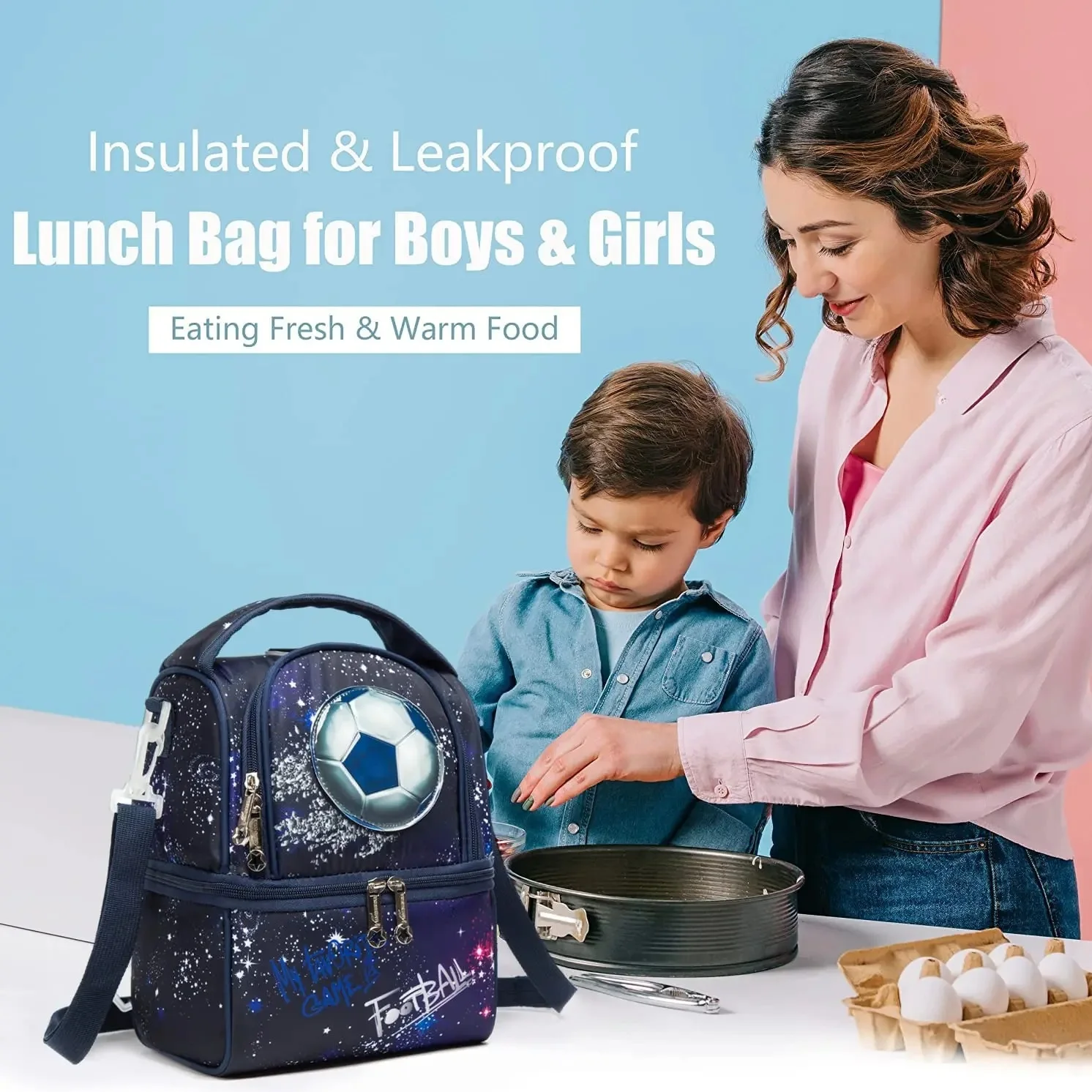 Lunch Boxes for Children Boys Insulated Tote Bag Thermal Food Bag Carrier Cooler Bag for School Outdoor Travel Trip Meal Boxes