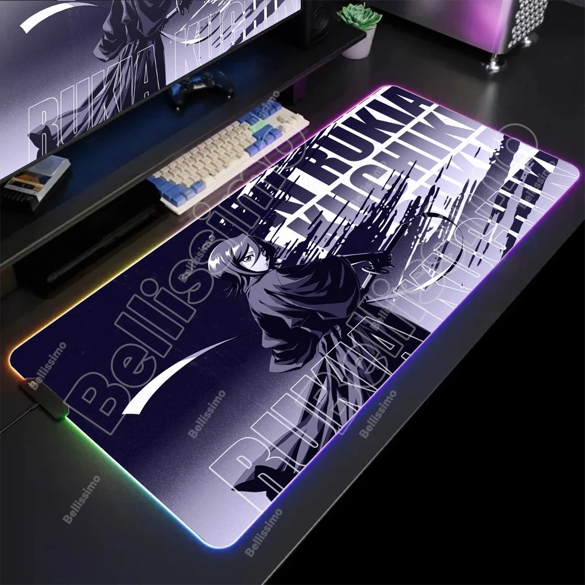 

Large Anime RGB Bleach Mouse Pad XXL Gaming Accessory Mousepad LED Desk Pads With Backlit Gamer Mousepads Luminous Table Mats