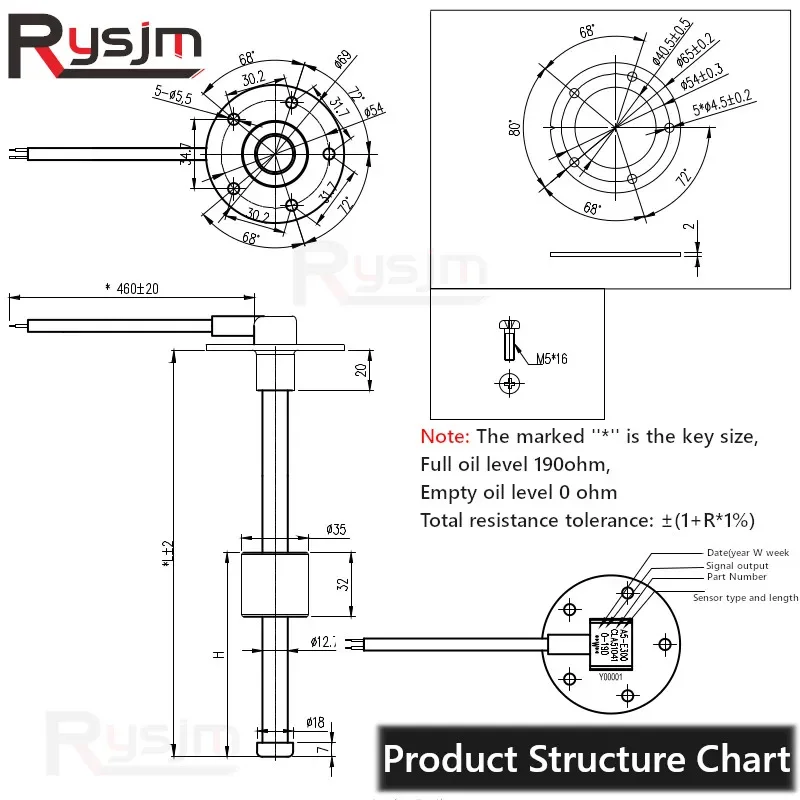 Customized size 140mm 160MM 180MM 220MM 240MM 270MM 370mm  Fuel Level Sensor 0-190ohm Fuel Float Sensor Car Boat Oil Sender Unit