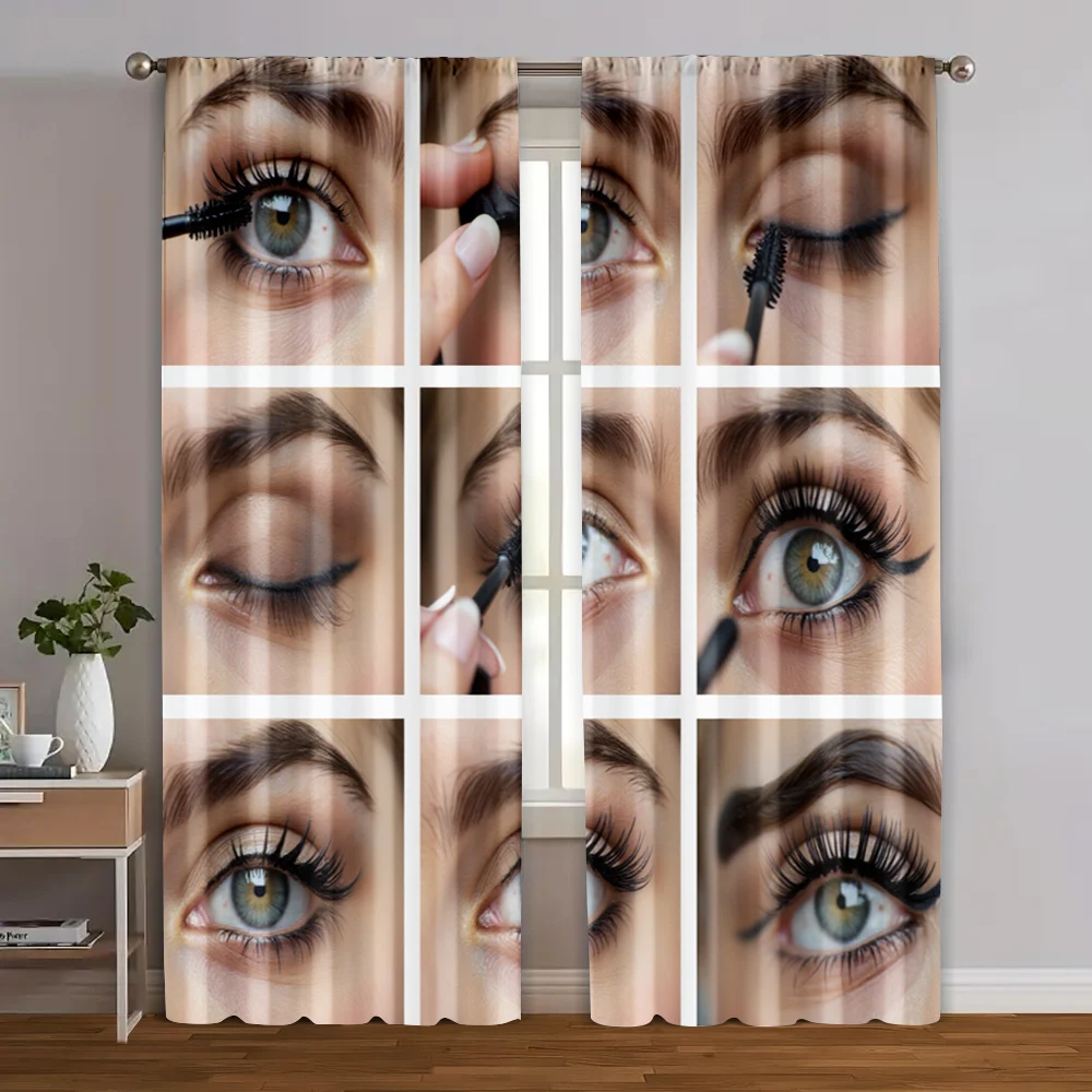 2pcs, Fashionable Curtains Eyelash lengthening classic blend Machine Washable (without rod) Thermal Insulation, and Room