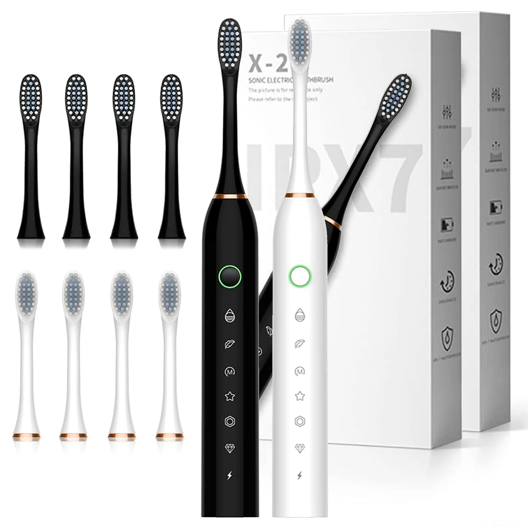 

Double-pack sonic electric toothbrush (including 8 brush heads) adult model six-mode 42000 times/minute waterproof design