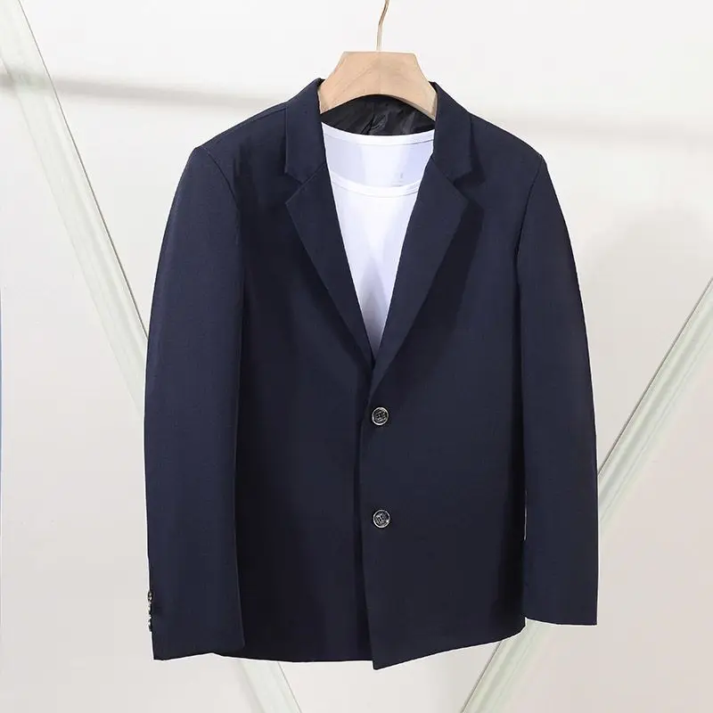 High-End Men's Korean Style Slim Fit Blazer Casual Suit Jacket Autumn Winter Fleece Lined Thickened Solid Color Trendy Outerwear