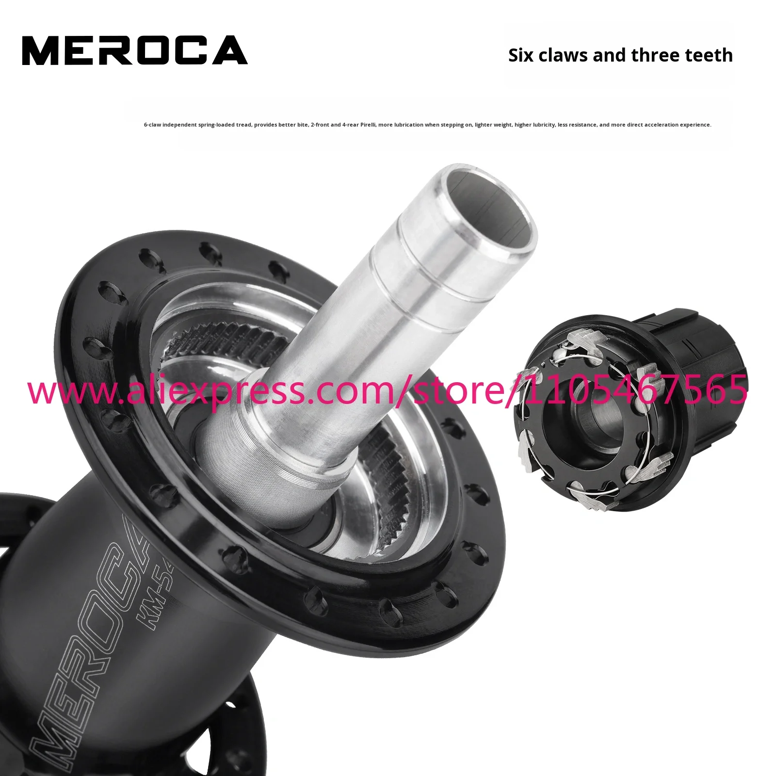 1PCS Meroca -KM540 After 120 Clicks Aluminum Bike Wheel Hub Quick Release Through Shaft 4 Bearing Disc Brake Six Claw HG/Ms/XD