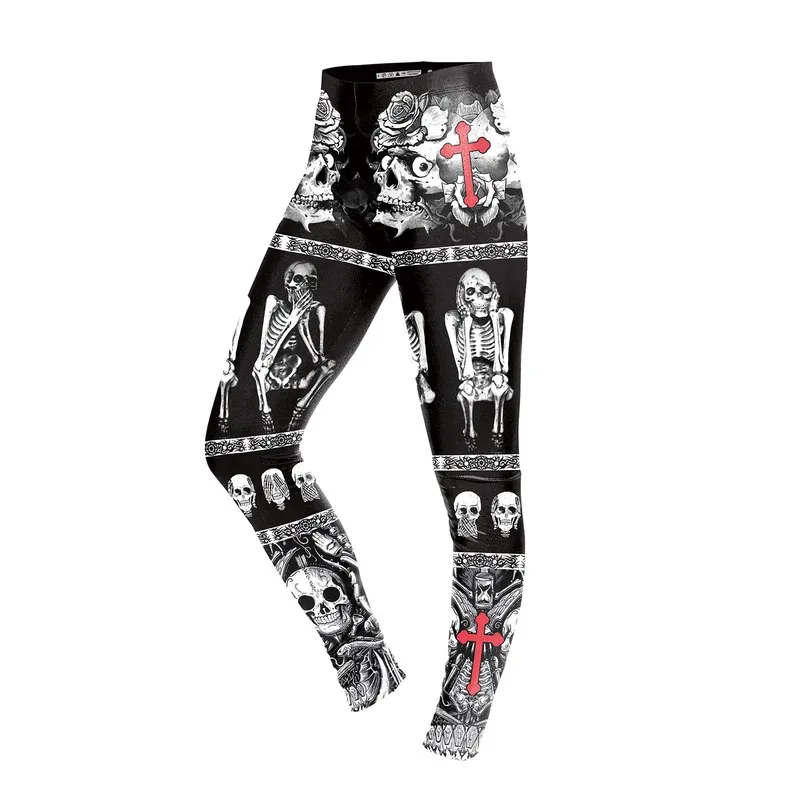 الخريف هالوين النساء طماق القوطية نمط مطبوعة عالية الجودة طماق موضة السراويل المرنة الرياضية اللياقة البدنية اليوغا السراويل