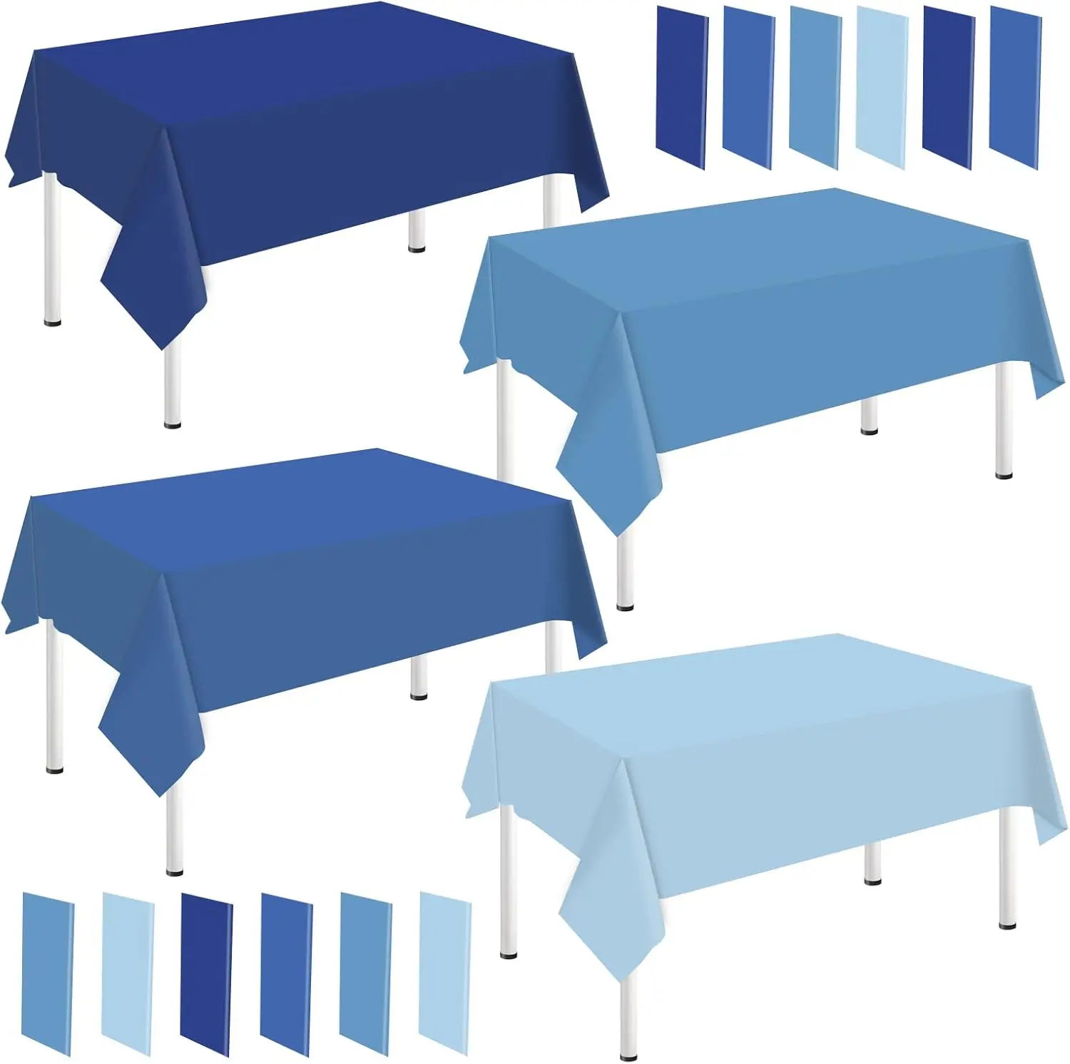 

16Pcs Summer Dusty Blue Plastic Tablecloth 4 Blue Colors Rectangle Table Cover Waterproof Table Cloth for Birthday Wedding Parti