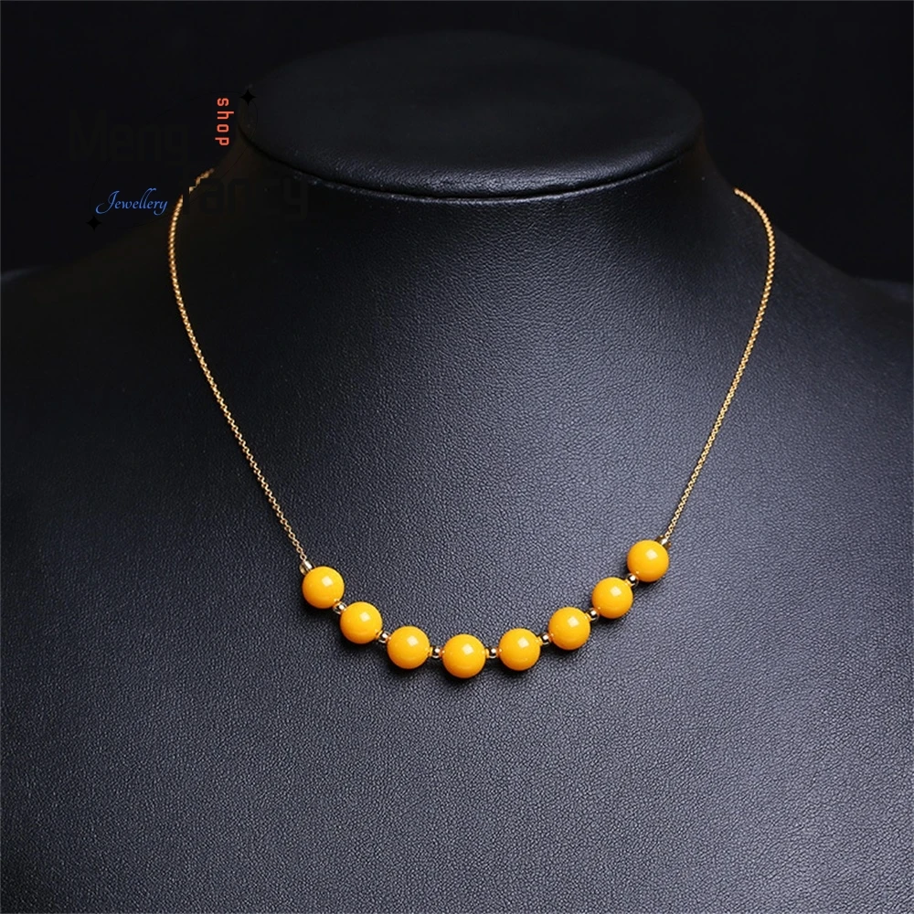 

Necklace, Collarbone Chain, Simple Beeswax Round Beads Silver Gold-Plated Pendant Is A Birthday Gift For Your Girlfriend Or Wife