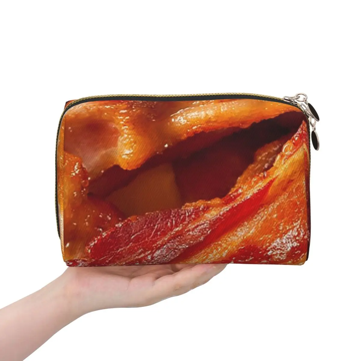 Crispy Bacon Texture Meat Lovers Women Cosmetic Bags Travel Makeup Organizer Pouch Toiletry Storage Dopp Kit Box
