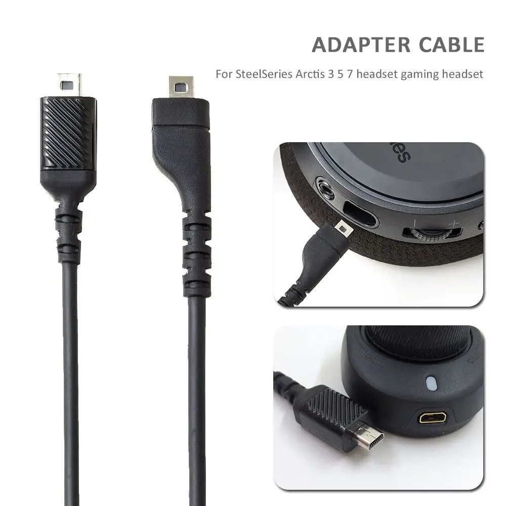 Black Replacement Aux Cord High Quality Professional Sound Card Cable Durable for GameDa for SteelSeries Arctis 7 5 3 Pro