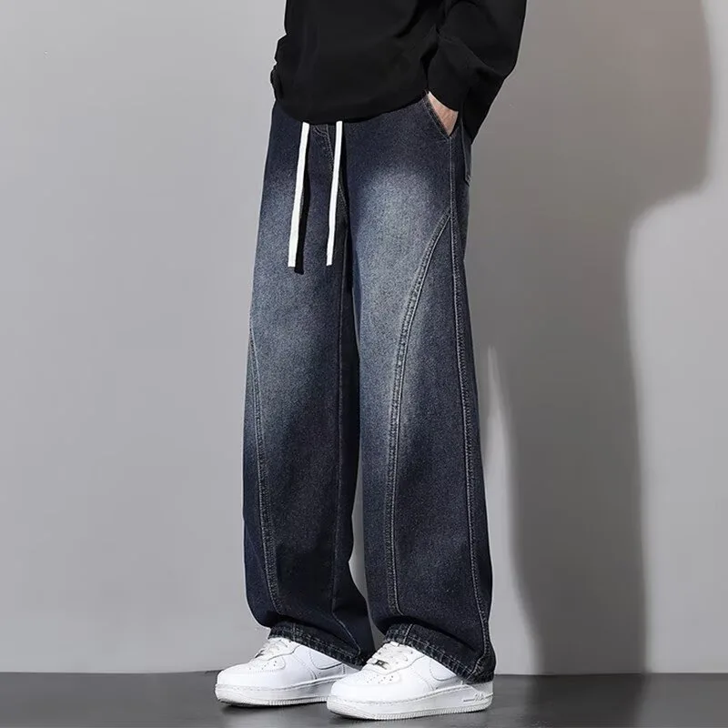 Men Jeans Wide Leg Loose Fit Straight Denim Pants Autumn Winter Casual Streetwear Baggy Jeans Trousers for Men