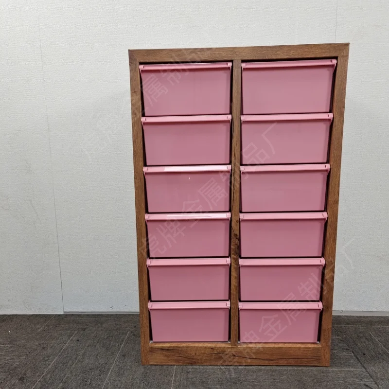 Pink nail salon nail polish glue canned tape baffle flat bottom storage cabinet classification removable