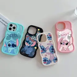 Disney Lovely Stitch Couple Wavy Edge Case For Motorola Moto G84 G14 G32 G22 E14 Edge 40 Neo Cover Silicone Funda