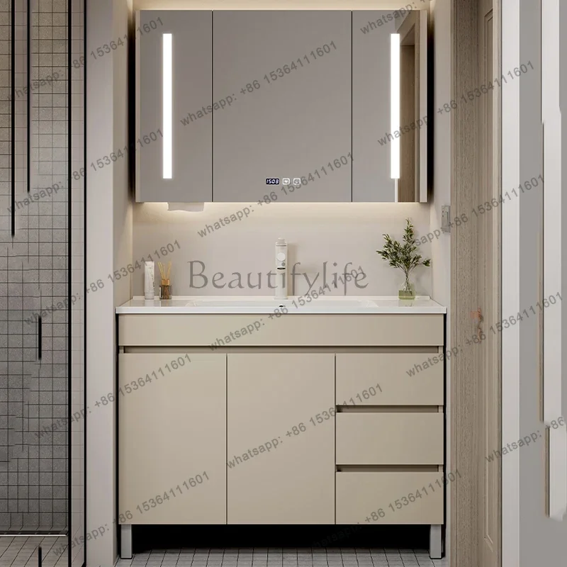 LSWooden Bathroom Cabinet Floor Standing Vanity Storage Bathroom Cabinet High-end Modern Simple Bathroom Vanity Set Home Furnitu
