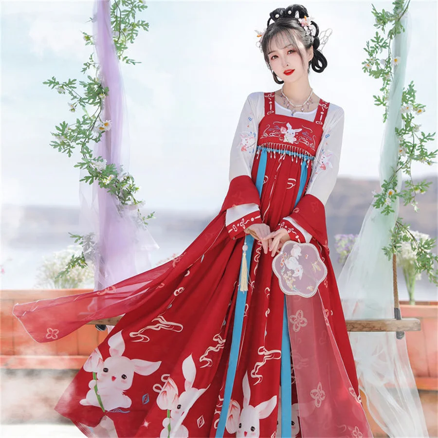 Chinese Folk Dance Costume Traditional Kimono Clothing Fairy Big Wing Skirt Female Women Patchwork Embroidery Hanfu Dress Set