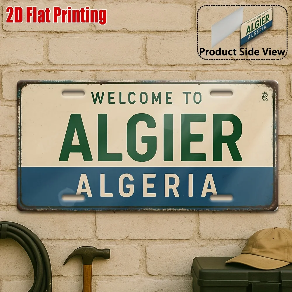 2D Flat, [2D Flat] [], 2D Flat Printing, 1pc, Algiers Harbor Scene Metal Sign, for Decorationg Only, Outdoor Wall Art (29.97cm *