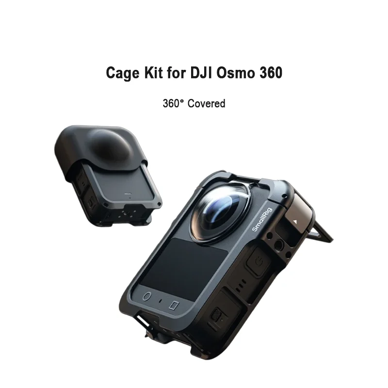 قفص SmallRig 5704 لـ DJI Osmo 360 مع غطاء عدسة سيليكون 1/4 بوصة - 20 برغي مع دبابيس مضادة للالتواء حذاء بارد خفيف الوزن للغاية 48 جرام