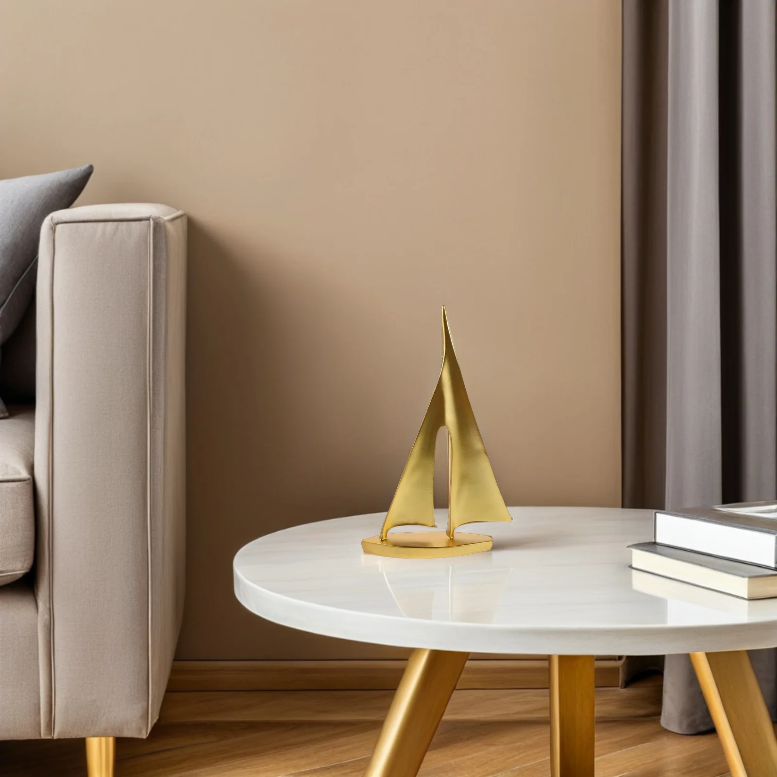 

2Pcs Gold Resin Sailboat Sculptures Elegant Nautical Home Decor Smooth Sailing Tabletop Ship Ornaments Boat Resin Statue