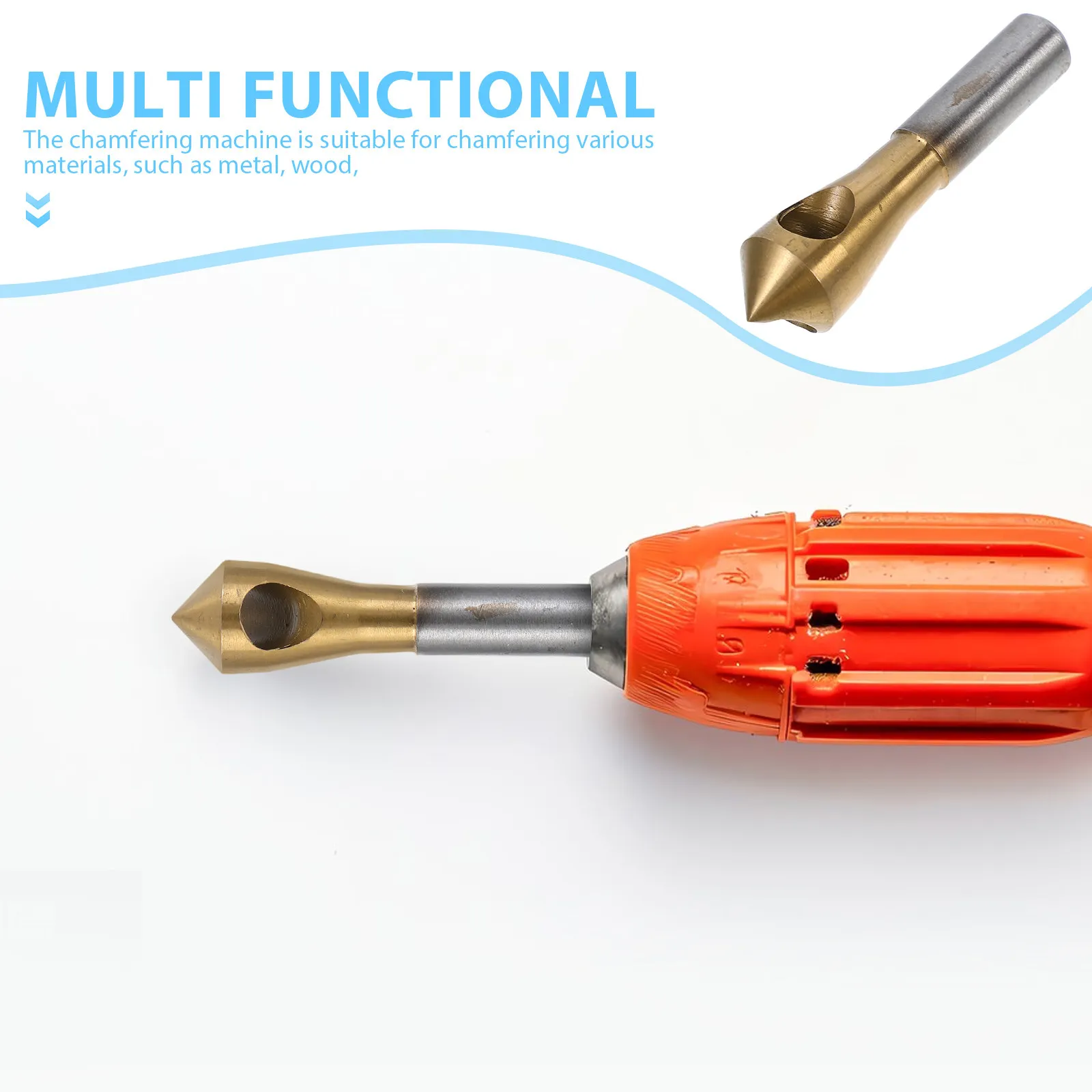 Titanium Coated Countersink Drill Bit Round Shank Precision Chamfer Tool for Wood Metal Plastic High Efficiency Deburring and - view 6