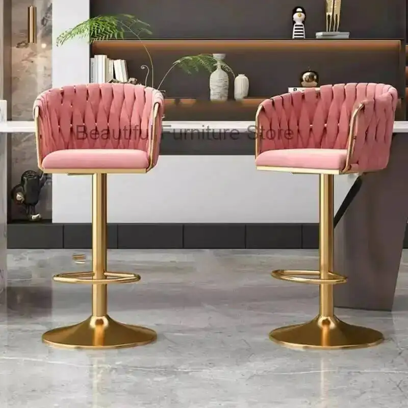 

Современный регулируемый стул со спинкой, простые барные стулья, дизайнерский поворотный стул в скандинавском стиле, золотая кожа, удобная мебель для дома Barkrukken