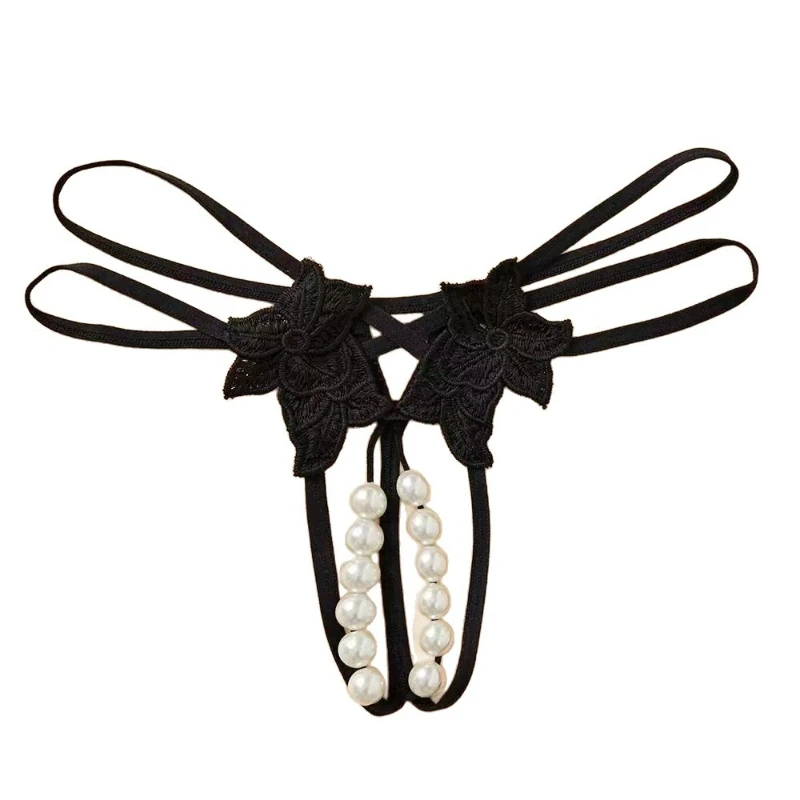 

Сексуальные трусики-стринги с двойным рядом жемчуга для массажа, сексуальные прозрачные с вырезами, не нужно снимать, трусики-стринги с вагинальными бусинами