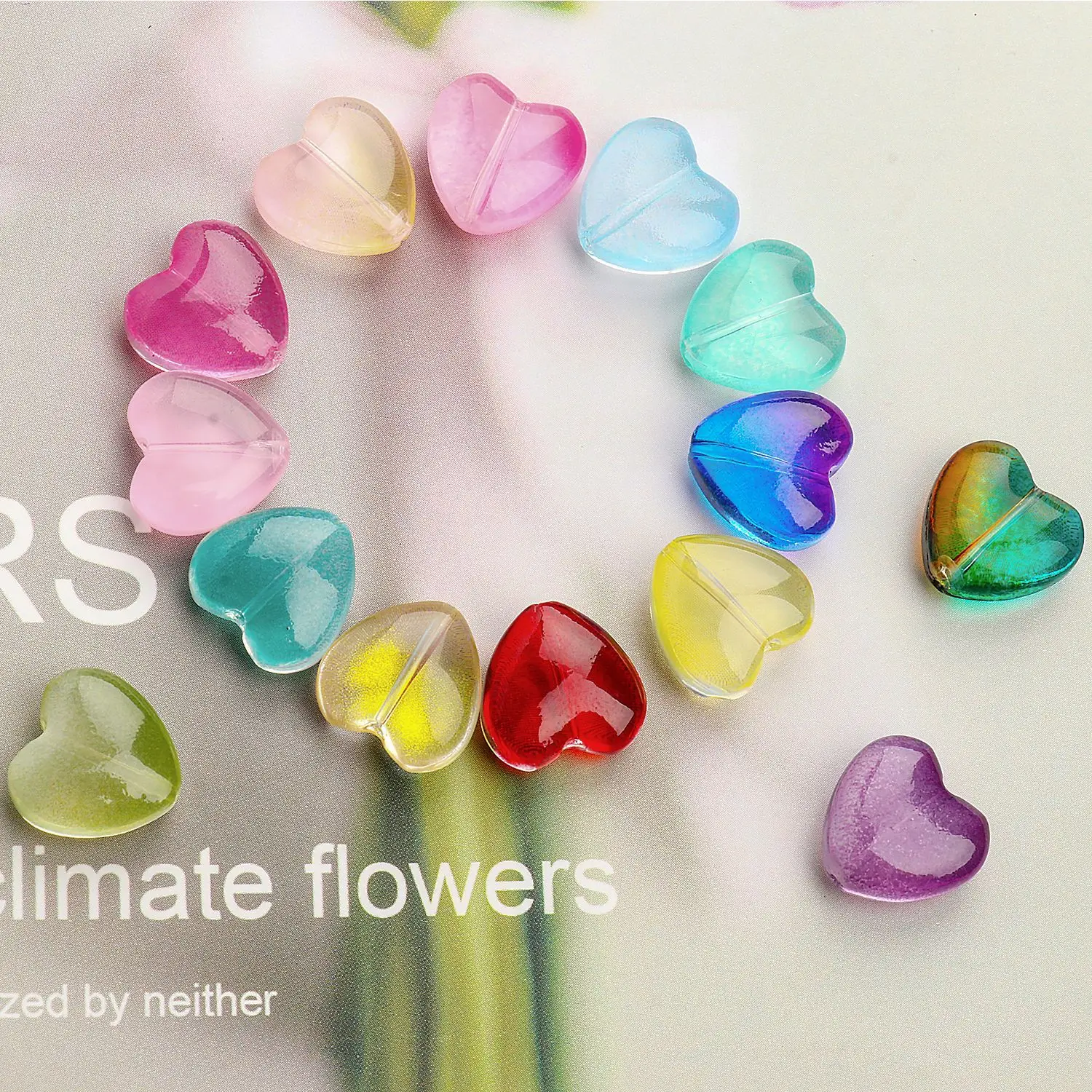 20pcs Czech Lampwork Glass Love Heart Gradient Color Crystal Beads For Jewelry Making DIY Handmade Bracelet Hairpin Accessories