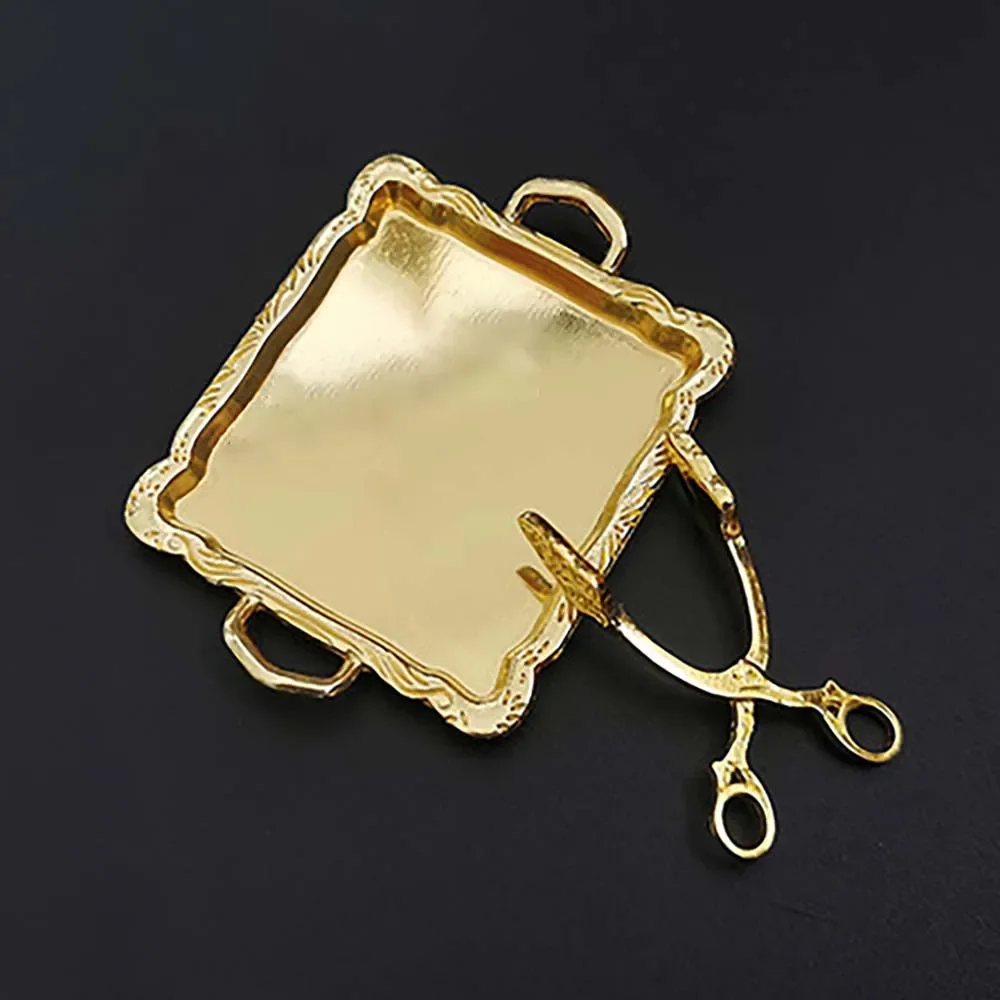 Clip de pan en miniatura para casa de muñecas, Mini plato con bandeja, modelo de juguete para casa de muñecas, accesorios de decoración ob11 bjd, 1/12