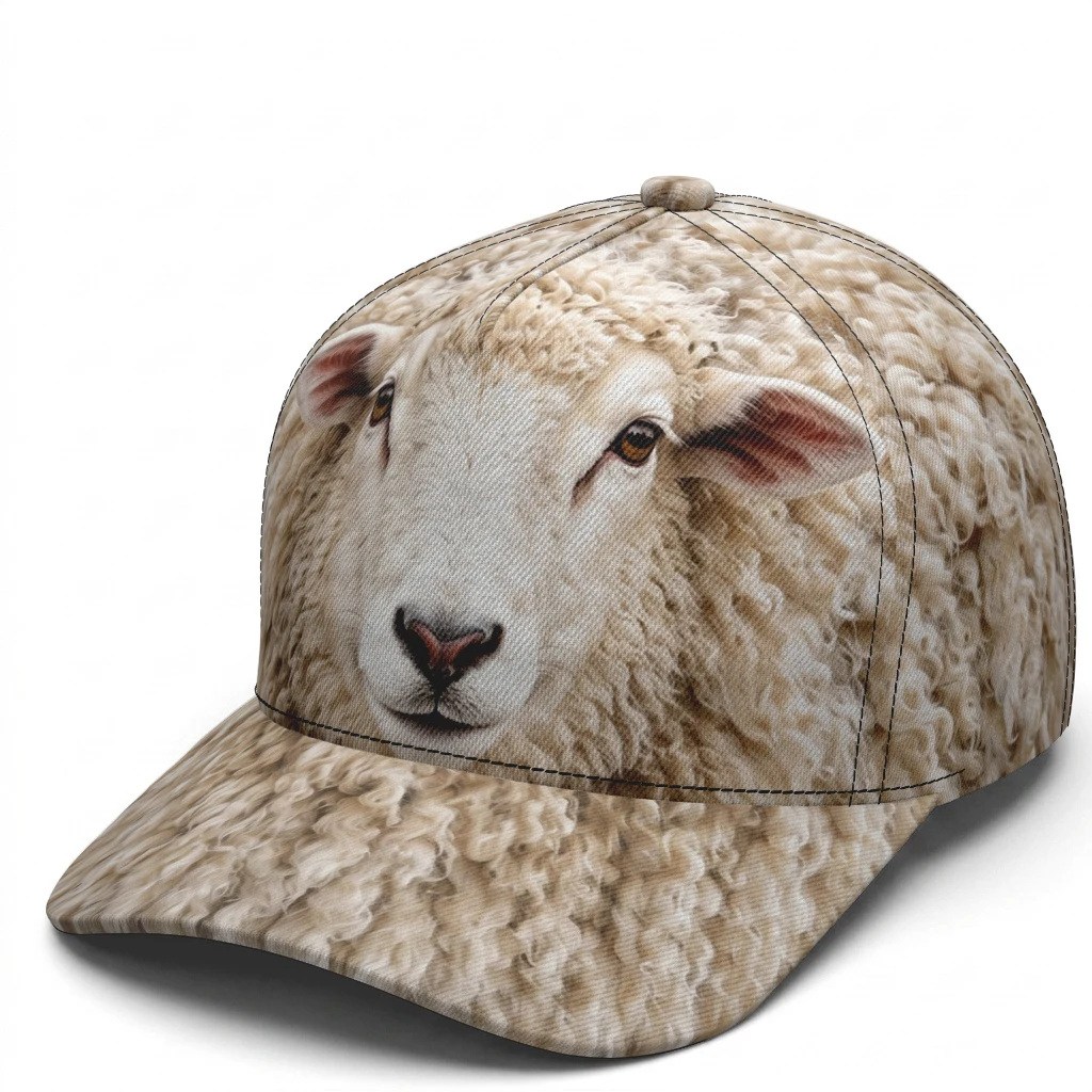 Sheep Custom Baseball Caps Lamb Fluffy Woolly Fuzzy Snowy Cloud Hip Hop Hat Trucker Flat brim Adjustable Outdoor Unisex Gift Fun