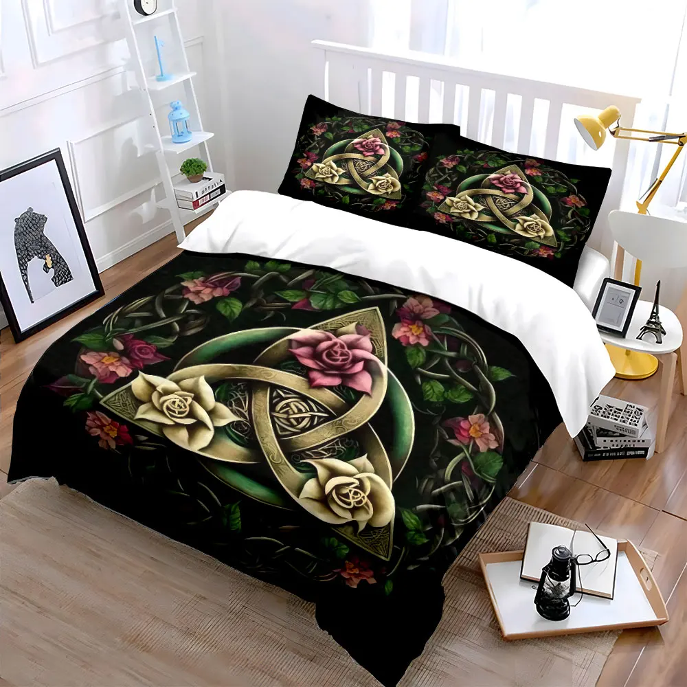 Celtic Rose Wall Art Set Multiple sizes kid's and adults' bedroom Exquisite 3PC bedding set, gift