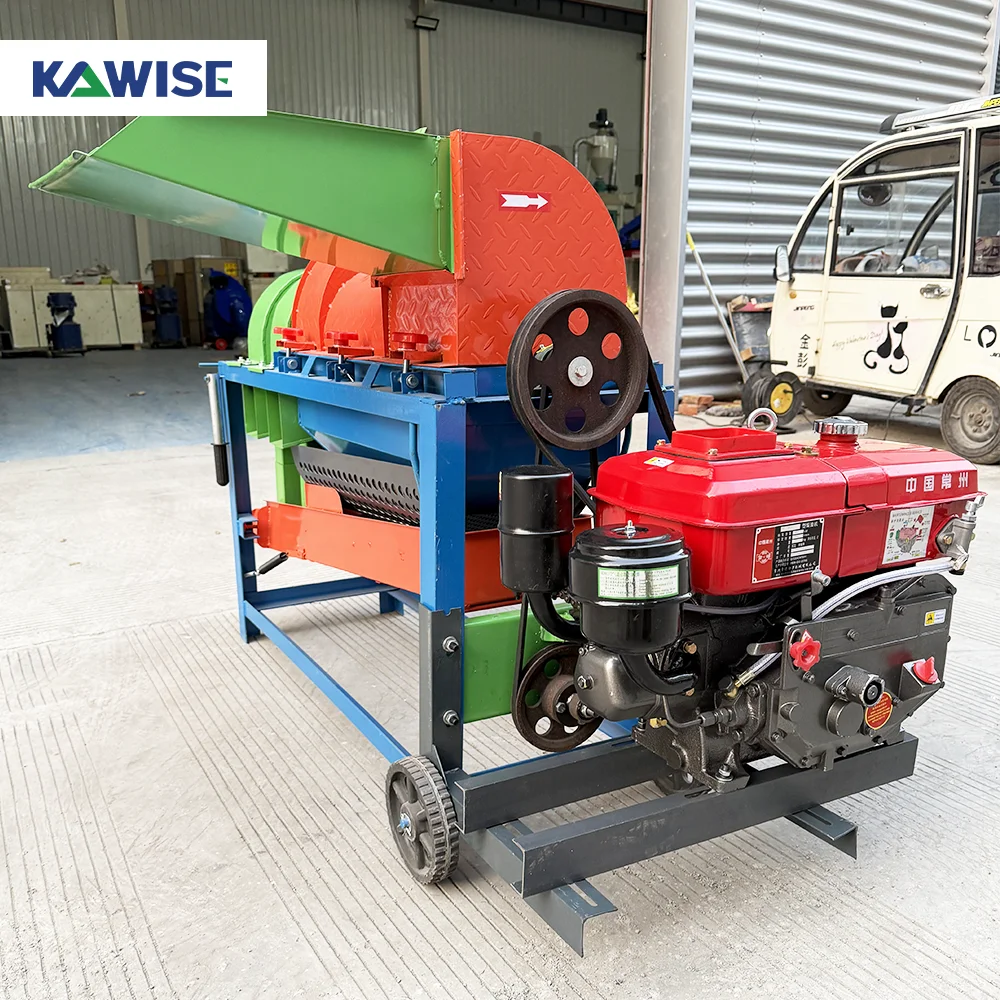 AIROW New Farm Diesel Multicrop Threshing Machine Water-Cooled Engine 500-1000 KG/H Capacity for Dry Corn Beans Seasonal Grain