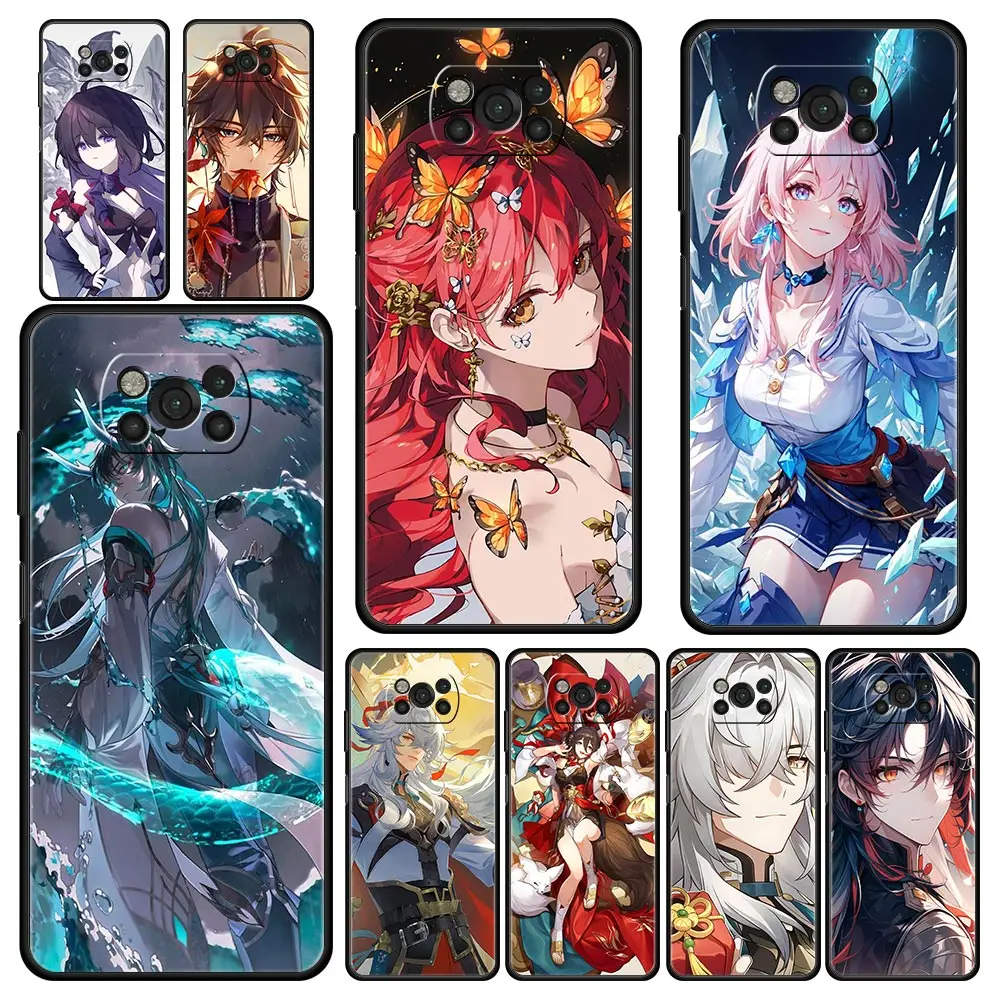 Phone Case For Xiaomi Poco X6 X5 X4 Pro 5G X3 NFC F5 F4 M5 M4 M3 F3 GT C51 C50 C55 Soft Cover Honkai Star Rail Gepard Bronya