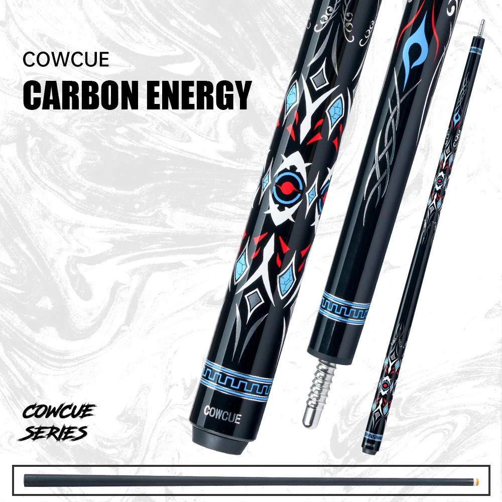 

Cow Carbon Fiber Pool Cue Stick 58" Billiard Cue Sticks Professional Low Deflection Pool Sticks with 3/8 * 8 Pin Joint