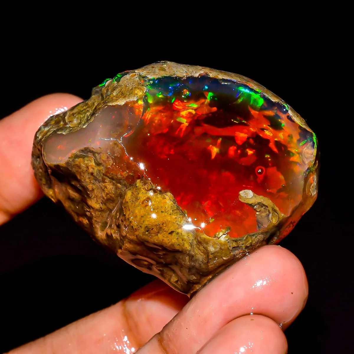 25-80CT Natural Welo Ethiopian Opal Rough Crystal Fire Opal Loose Gemstone Collector Stone Randomly Selected One