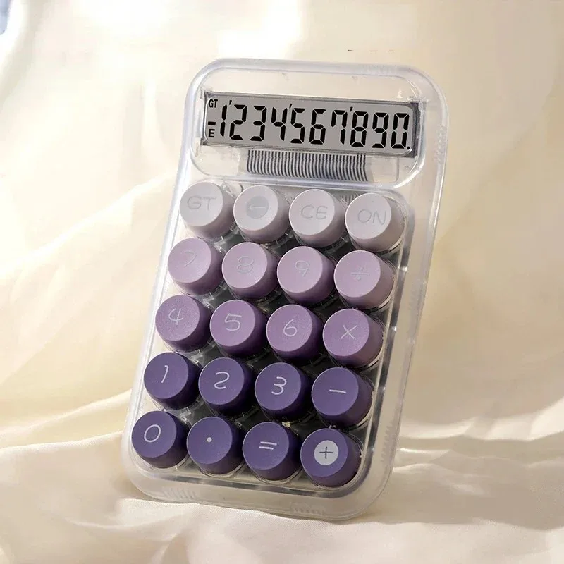 1PC Transparent Gradient Large Button Calculator Large Screen Electronic Calculator 10 Digit Student Specific Calculator