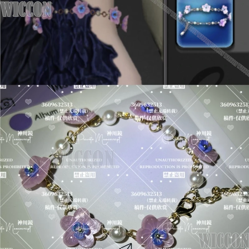 

Game FF xiv 7.45 Bracelets of the Sea-folk Cosplay Bracelet Purple Flower Woman Girl Halloween Party Gifts Comic Con Festival