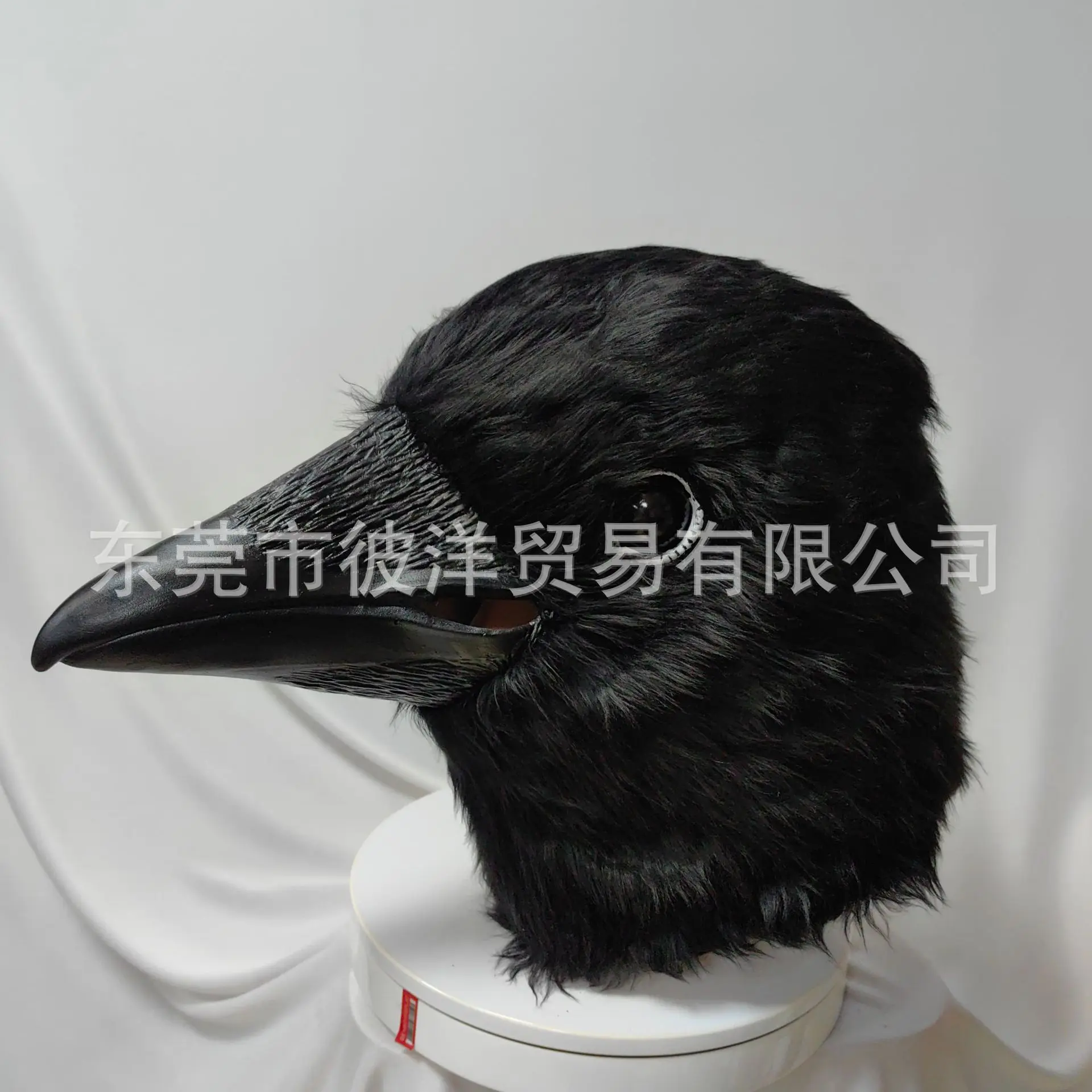 Funny Plush Black Raven Hooded Halloween Animal Latex Mask Party Cosplay Props