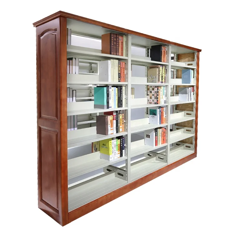 

Durable Bookshelf Wood Metal for School Office Steel and Wood Library Furniture Wood and Metal Bookcase