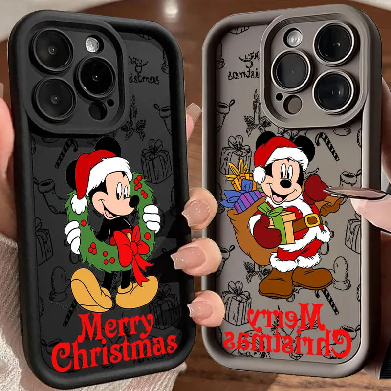 

Christmas Mickey Pattern Soft Silicone Case For iPhone 17 11 15 16 13 Pro Max 14 Plus 12 16 Pro 16E 17AIR Shockproof Phone Cover