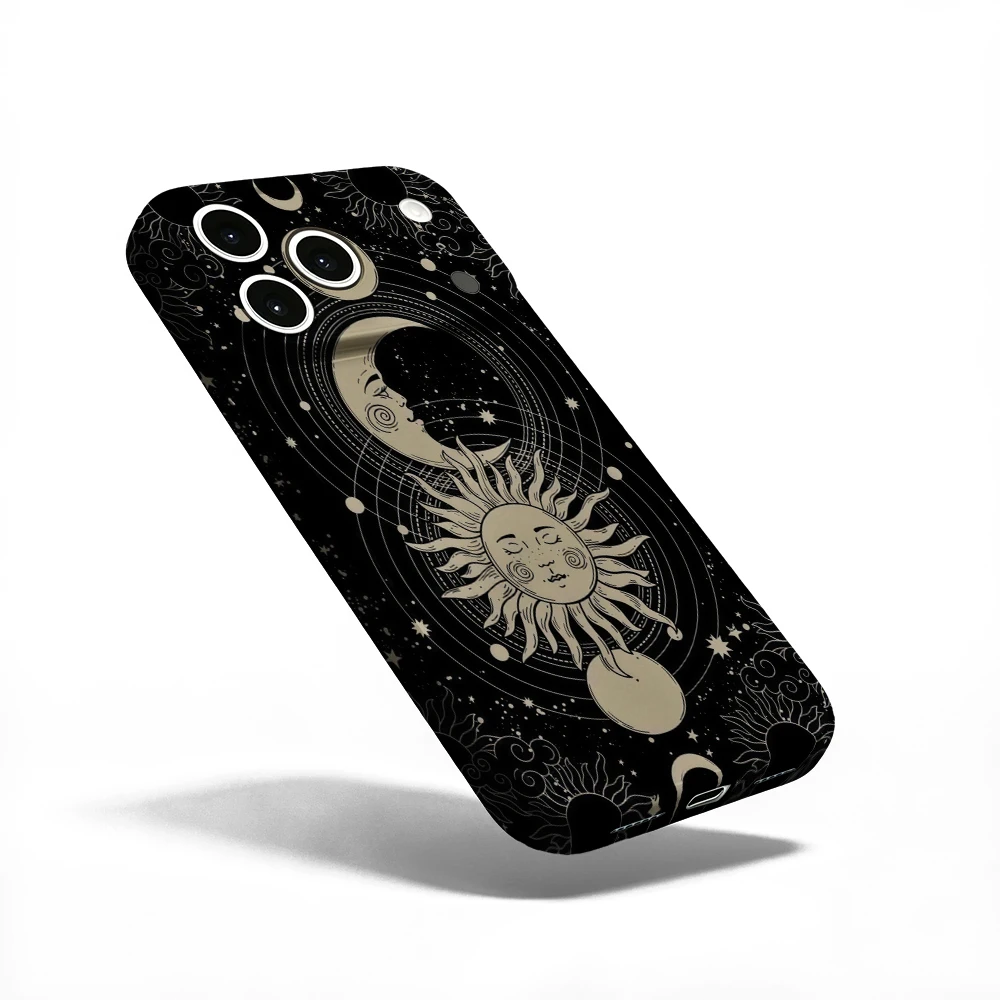 Celestial Sun Moon Phone Case For iPhone 17 16 15 14 13 12 11 Pro Max Air 16e 7 8 Plus XS Max X XR Hard PC Bumper Cover