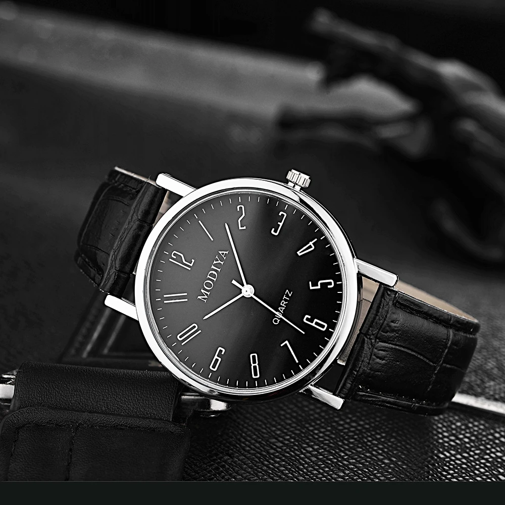 5PCS/Set Men Business Watches Casual Round Quartz Watch Tree PU Leather Bracelets Set（Without Box） image 4