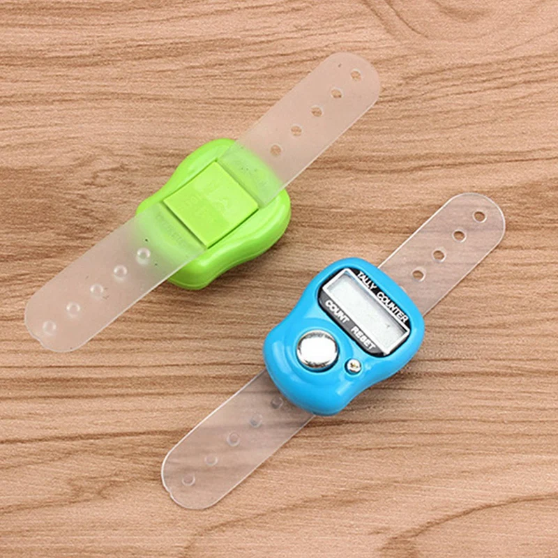 2X LCD الإلكترونية إصبع اليد الدائري الحياكة صف رصيده عداد الخطى الرقمية اليد عداد رصيده لون عشوائي