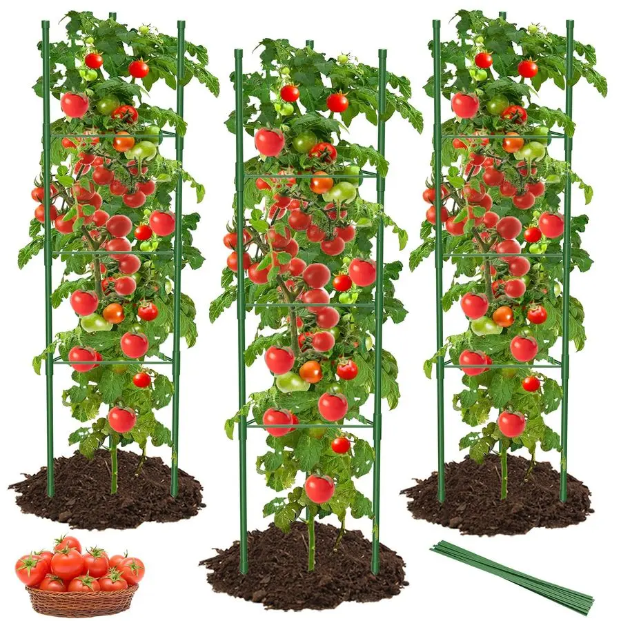 

Pack Tomato Cages for Garden, 51in13in Adjustable Tomatoes Plant Stakes Support Cages Trellis, Garden Trellis for Vegetable Flow