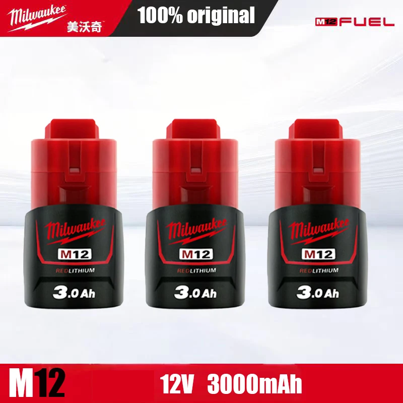 

Milwaukee M12 lithium battery M12B2 M12B3 3000mAh M12 compatible with Milwaukee power tools, 12V rechargeable lithium battery