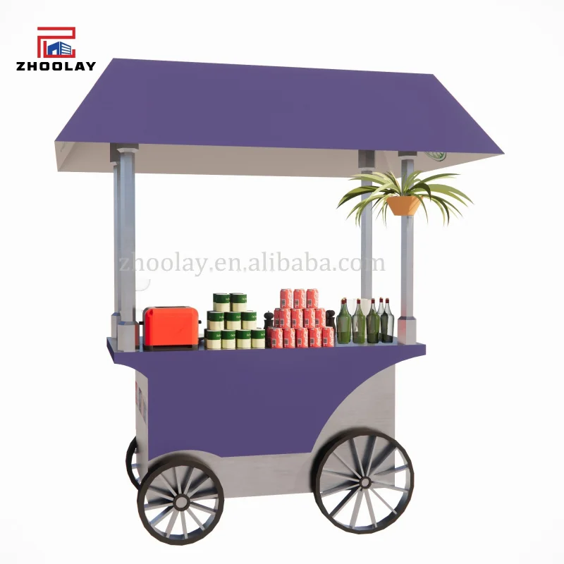 custom.Sale Car  Mobile Business Food Snack Beverage Sales Handcart Selling Cart With Wheels on Street