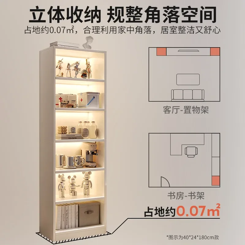 Simple Floor to Ceiling Bookshelf Next to TV Cabinet Multi Layer Corner Storage Shelf for Living Room Household Plate Cabinet