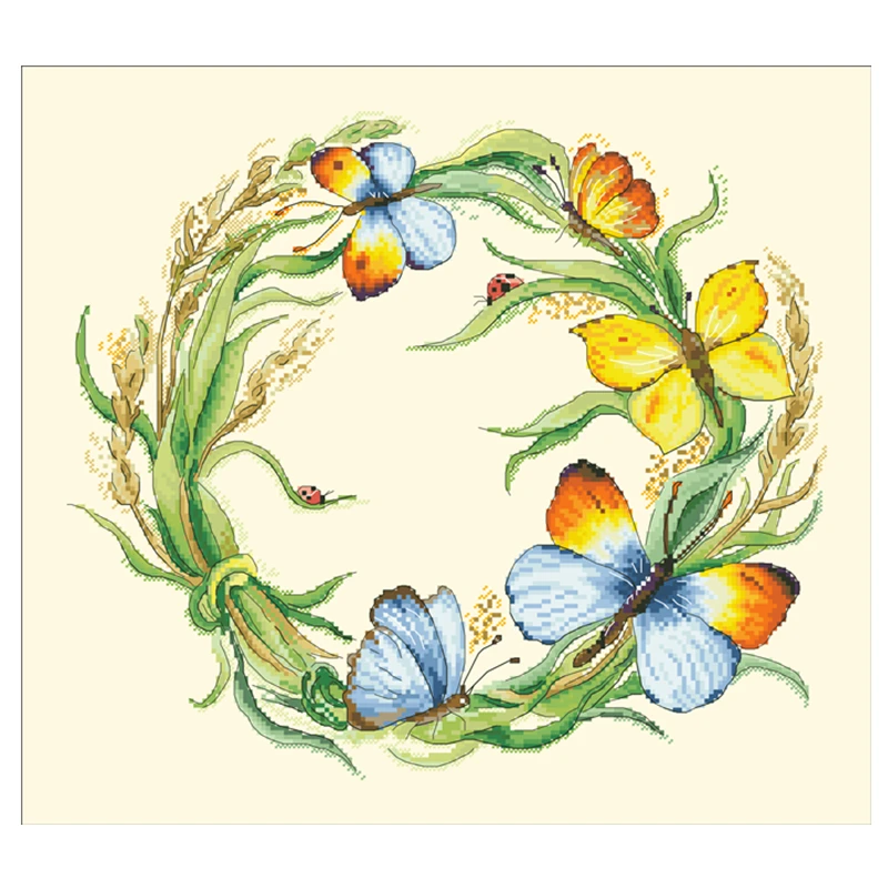 Dance of butterflies cross stitch kit cartton fairy 18ct 14ct 11ct light yellow canvas stitching embroidery DIY wall home decor