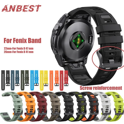 Correa de silicona de dos tonos QuickFit de 26mm y 22mm para Garmin Fenix E 8 7X 7 6 6X/Epix Pro Gen 2 51mm 47mm/accesorios de correa de reloj Tactix